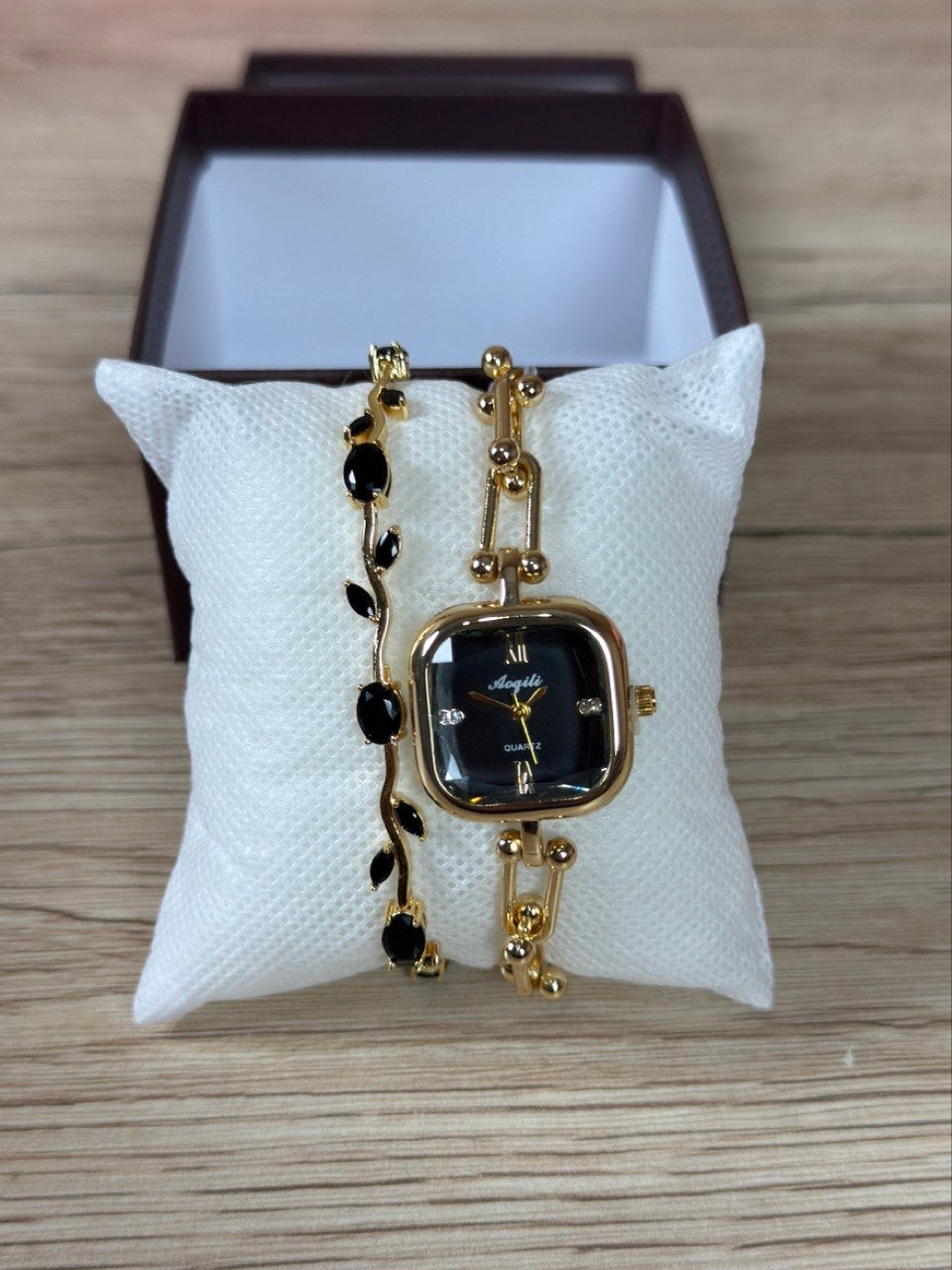 Aogili watch + Bracelet (Gold Black)